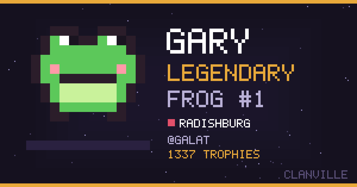 Villager card: Gary, legendary frog #1, Radishburg